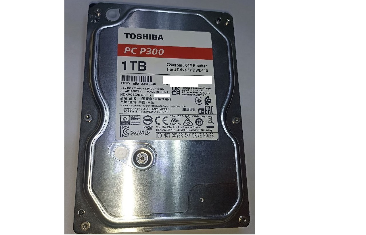 Восстановление данных с HDD TOSHIBA HDWD110 Capacity : 1 000 GB | DataCenter